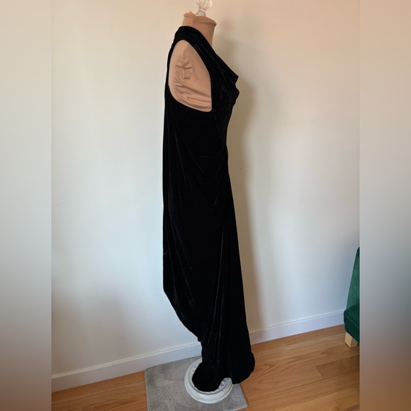 Rick Owens Limo F/W 2011 Velvet Silk Draped Cowl Neck Black Evening Gown EUC S - Picture 4 of 12